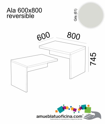 ALA AMBA MELAMINA 600X800 REVERSIBLE GRIS