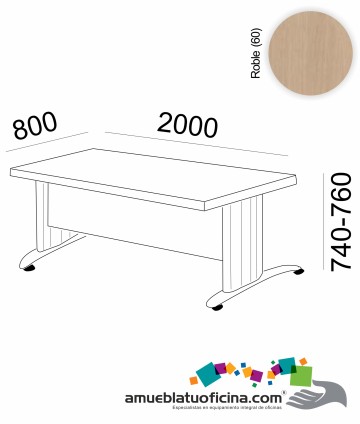 MESA KRONO MELAMINA 2000X800 COLOR ROBLE