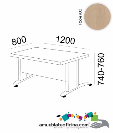 MESA KRONO MELAMINA 1200X800 COLOR ROBLE