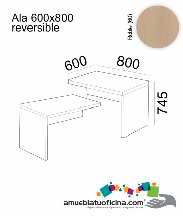 ALA AMBA MELAMINA 600X800 REVERSIBLE ROBLE