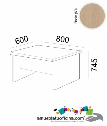 MESA AMBA MELAMINA 600X800 COLOR ROBLE