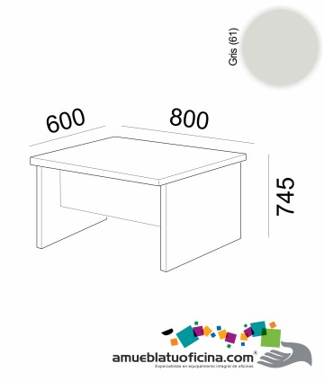 MESA AMBA MELAMINA 600X800 COLOR GRIS