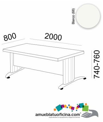 MESA KRONO MELAMINA 2000X800 COLOR BLANCO