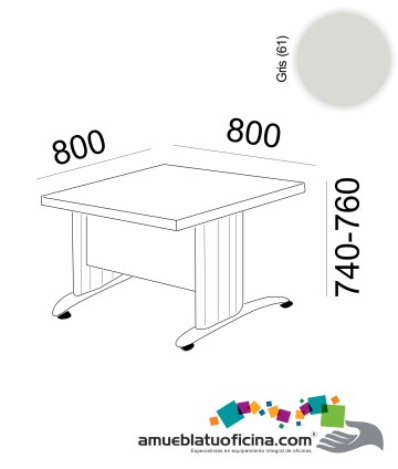 MESA KRONO MELAMINA 800X800 COLOR GRIS